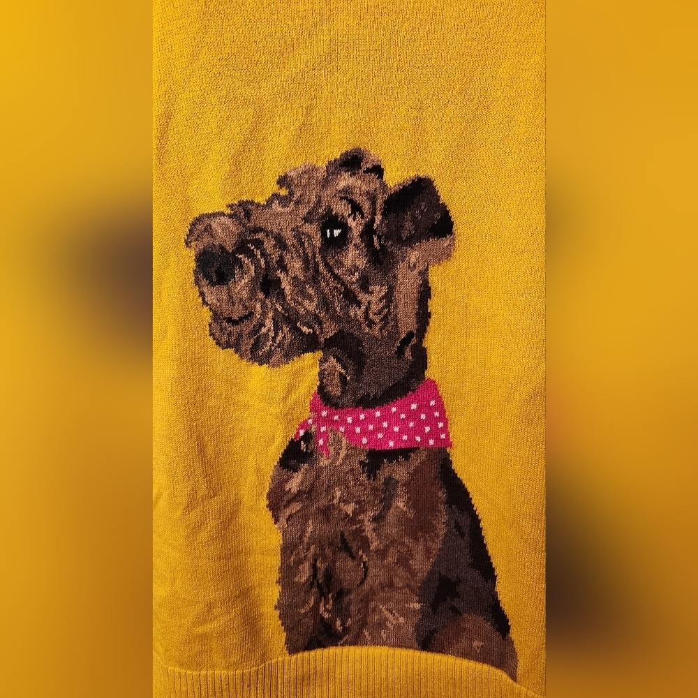 Joules Mustard Sweater with Dog Motif - Picture 9 of 16